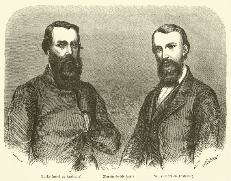 Burke, Wills, morreu na Austrália (gravura) de French School