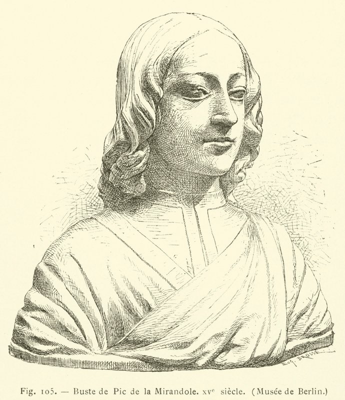 Busto do Pico della Mirandola, século XV, Museu de Berlim (gravura) de French School