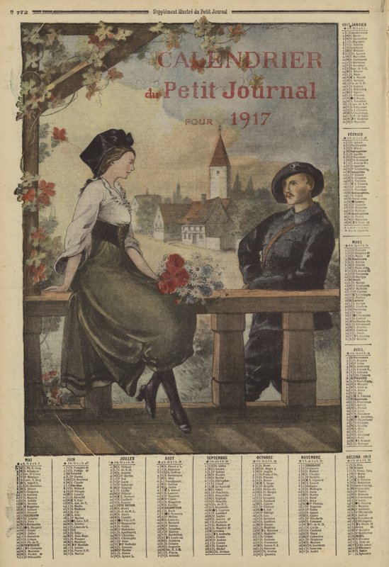 Calendário para 1917 (litografia a cores) de French School