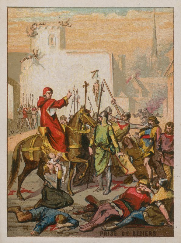 Captura de Beziers pelos cruzados em 1209 de French School