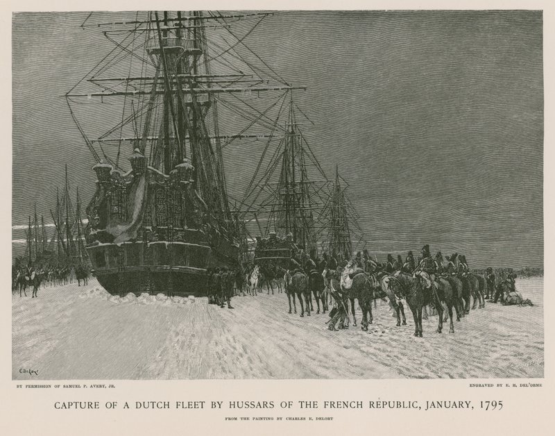 Captura de uma frota holandesa por hussardos da República Francesa de French School