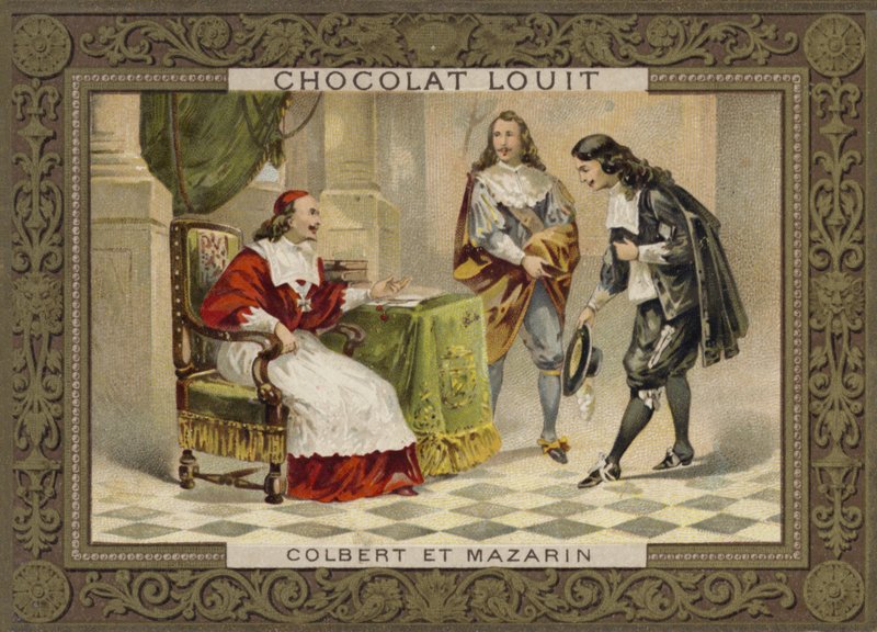 Cardeal Mazarin e Jean-Baptiste Colbert, estadistas franceses, século 17 de French School