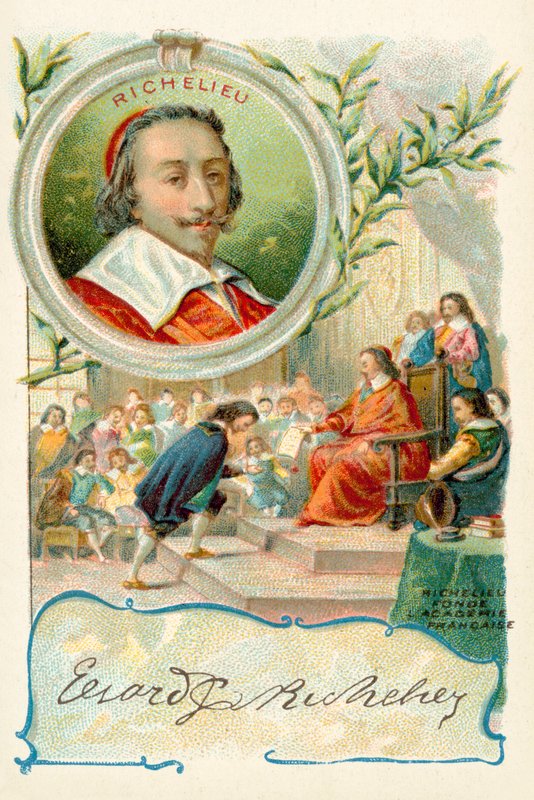 O Cardeal Richelieu funda a Academie Francaise de French School