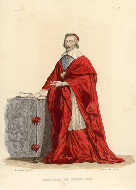 Cardeal de Richelieu (gravura a cores) de French School