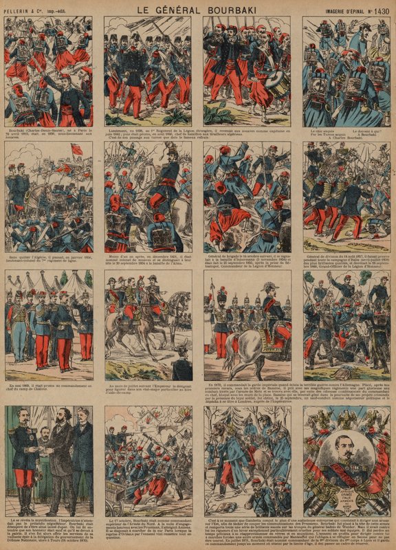 Carreira do general francês Charles-Denis Bourbaki (gravura a cores) de French School