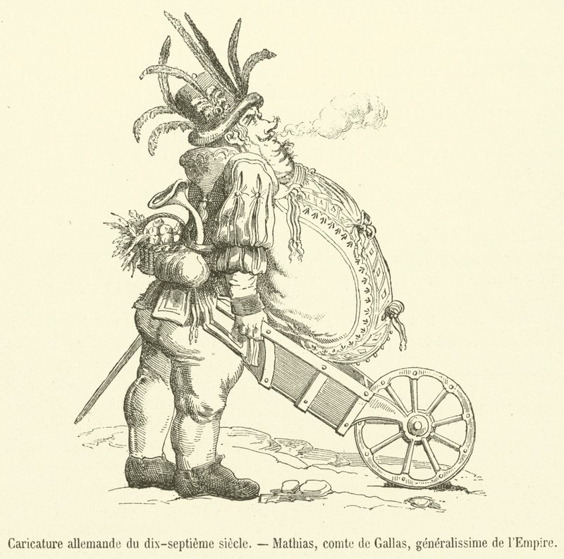 desenho animado alemão do século XVII, Mathias, conde de Gallas, generalissimo do Império (gravura) de French School