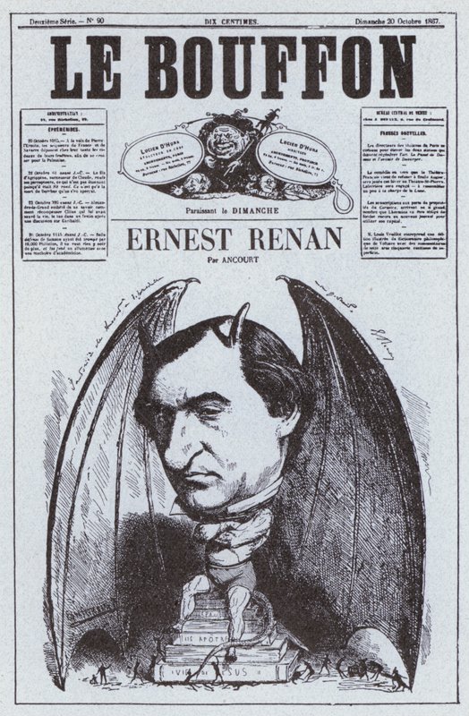 Caricatura do filósofo francês Ernest Renan (litho) de French School