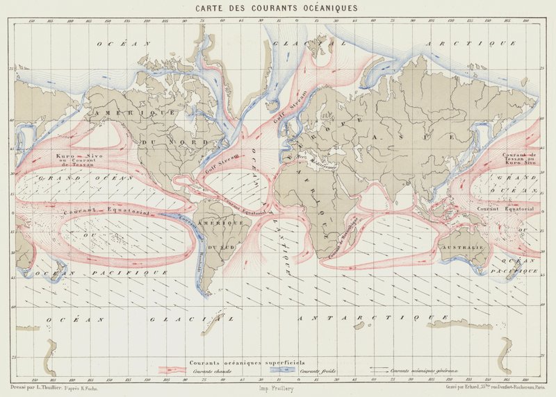 Mapa de Correntes Oceânicas (cor litho) de French School