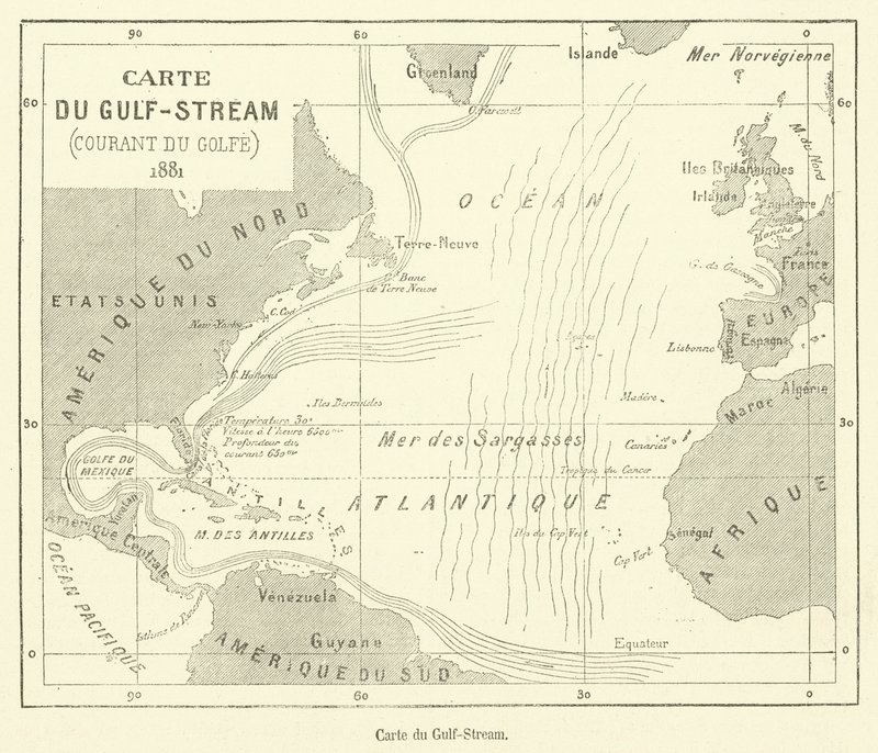 Carte du Gulf-Stream (gravura) de French School