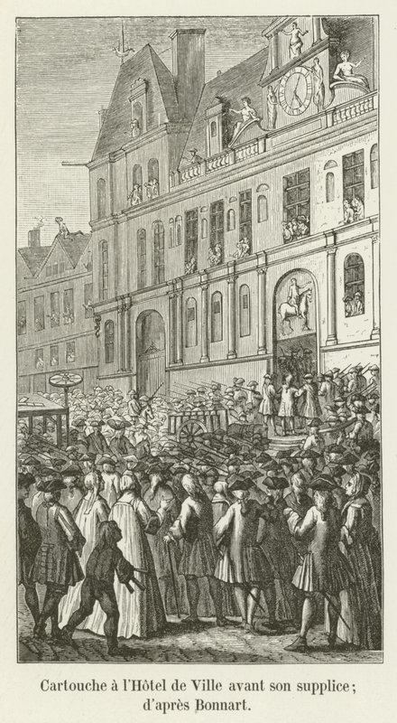 Cartouche no Hotel de Ville antes de sua execução; Bonnart de French School