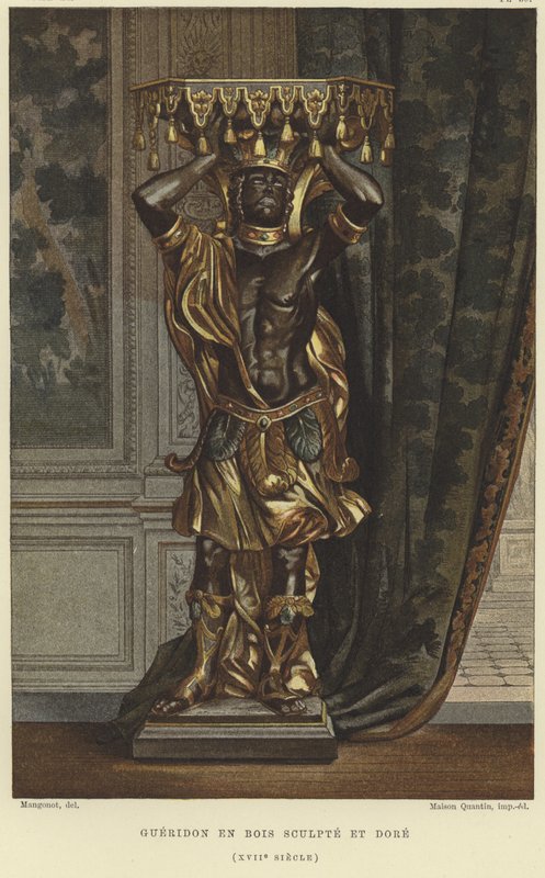 Pedestal de madeira esculpida e dourada, século XVII de French School
