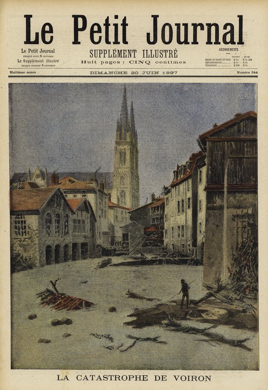 Inundações catastróficas em Voiron, França, 1897 de French School