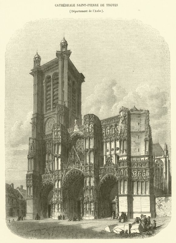 Catedral de Saint-Pierre de Troyes, Departamento de Aube (gravura) de French School