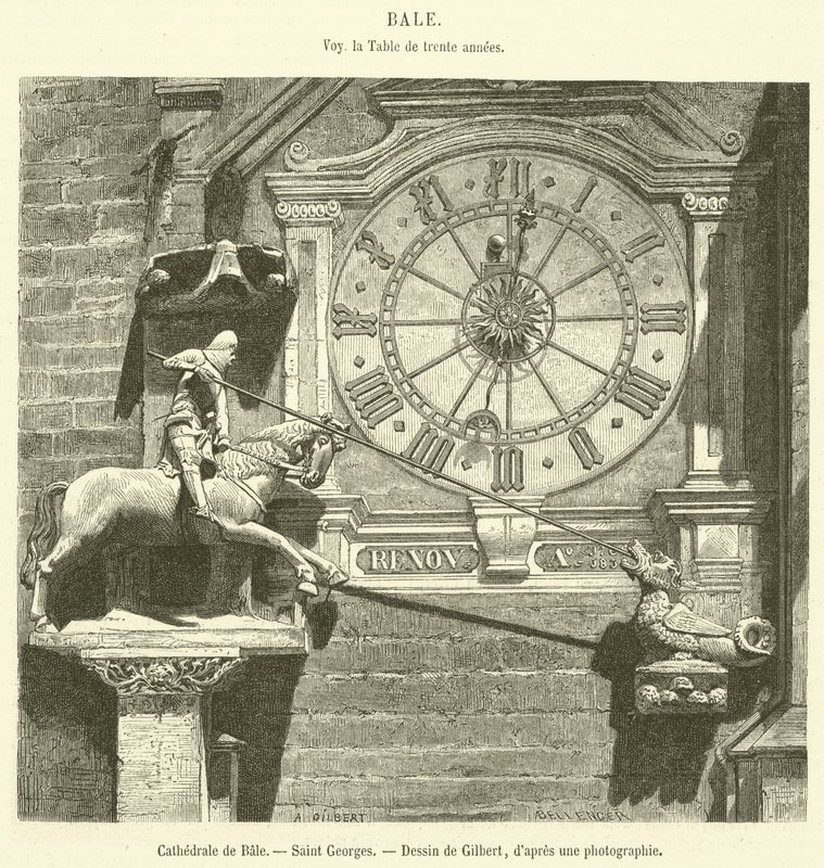 Cathedrale de Bale, Saint Georges (gravura) de French School