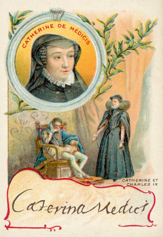 Catherine de Medici e seu marido, Charles IX da França (chromolitho) de French School