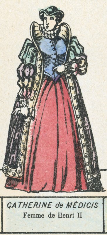 Catherine de Medicis, Femme de Henri II (gravura a cores) de French School