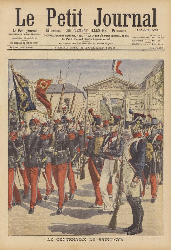 Centenário da criação da academia militar francesa em Saint-Cyr, Paris (cor litho) de French School