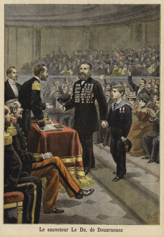 Cerimônia homenageando o Sr. Le Du, um salvador de Douarnenez, Bretanha, 1897 de French School