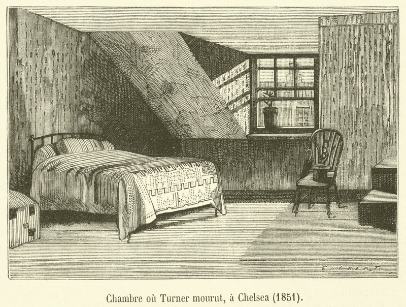 Quarto onde o Turner morreu, em Chelsea. de French School