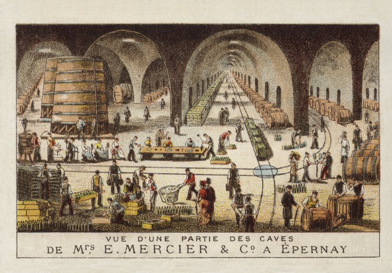 Adegas de champanhe de E Mercier & Co., Epernay, França de French School