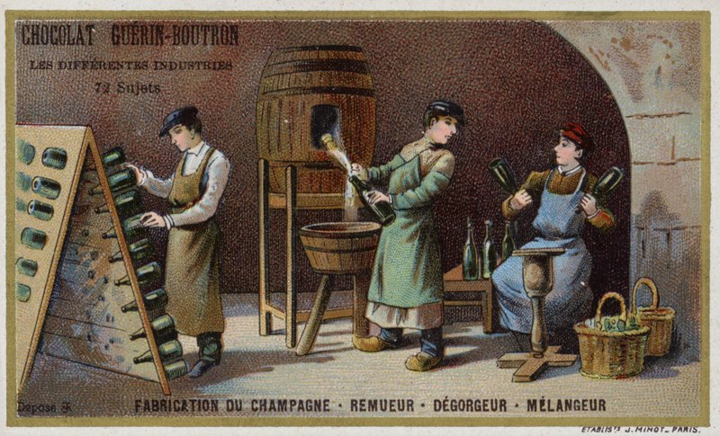 Fabricação de Champagne (chromolitho) de French School