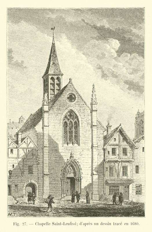 Capela de Saint-Leufroi; dapres um traço de desenho em 1680 de French School