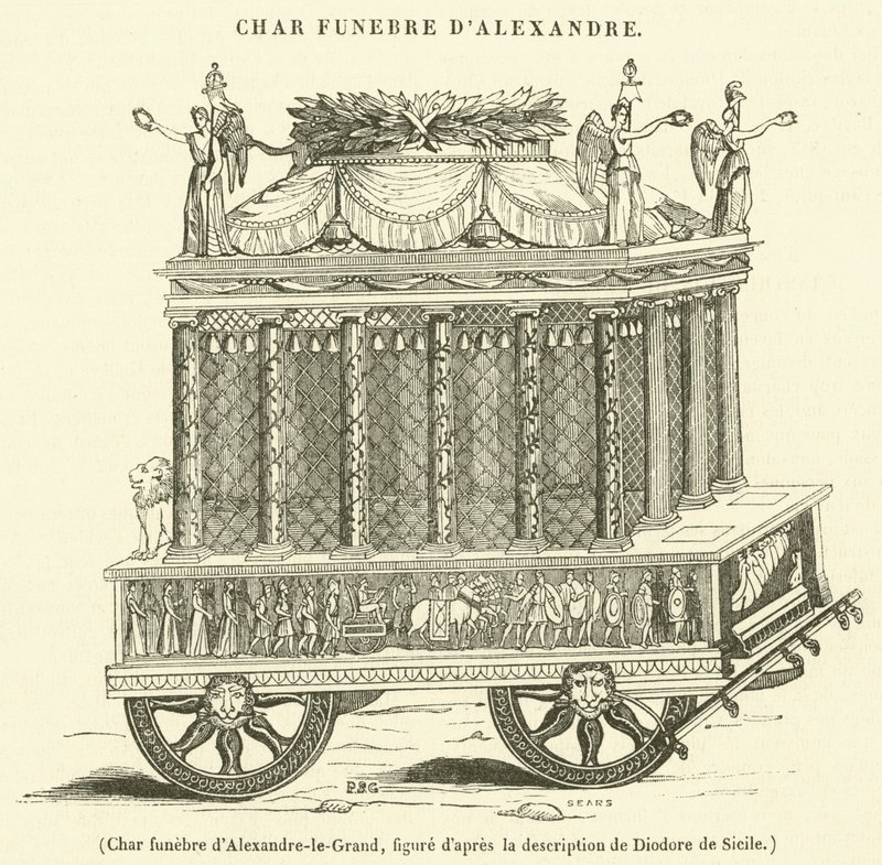 A pedra tumular de Alexandre o Grande (gravura) de French School