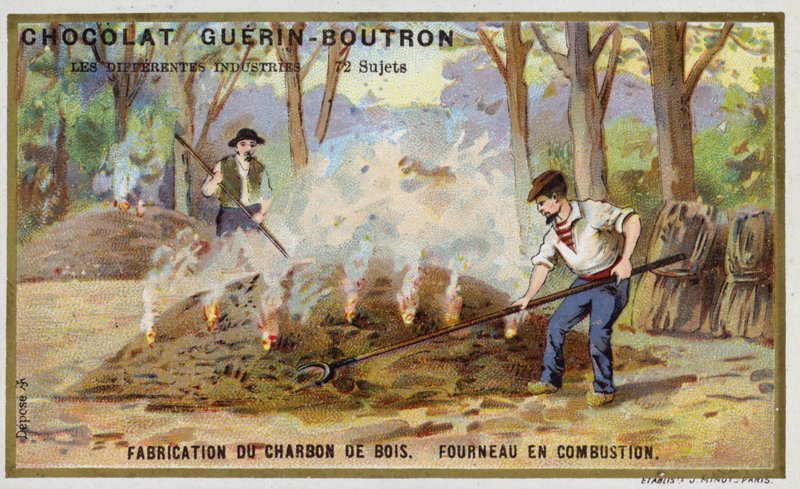 Fabricação de carvão vegetal (chromolitho) de French School