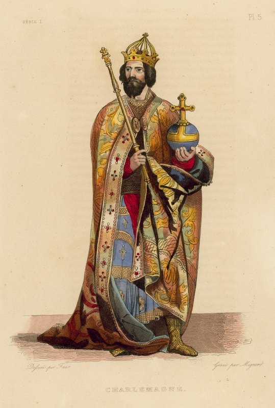Carlos Magno (gravura colorida) de French School
