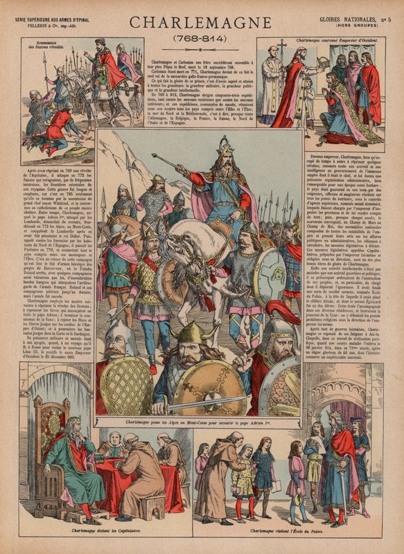 Carlos Magno, 768-814 (cor litho) de French School