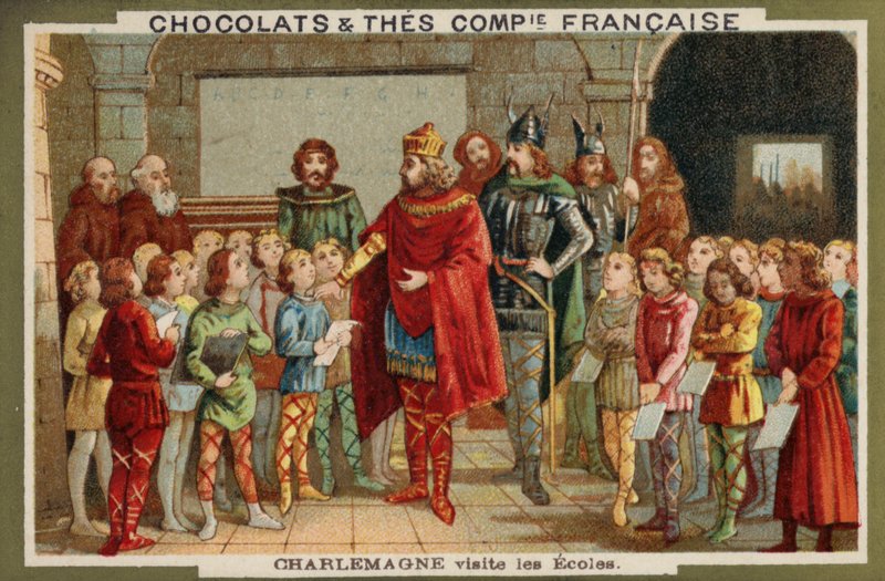 Charlemagne visitando uma escola de French School
