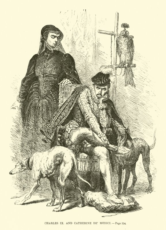 Carlos IX e Catarina de Médicis de French School