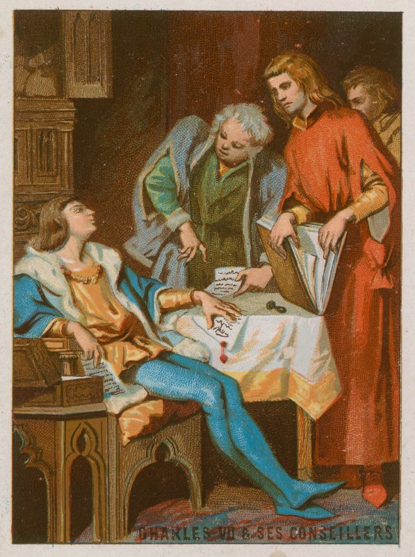 Carlos VII com seus conselheiros de French School