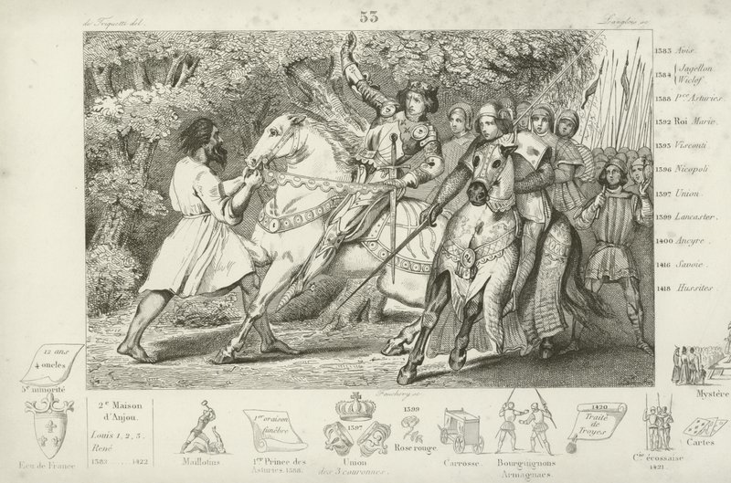 Carlos VI da França é avisado de uma emboscada na floresta perto de Angers, 1392 de French School