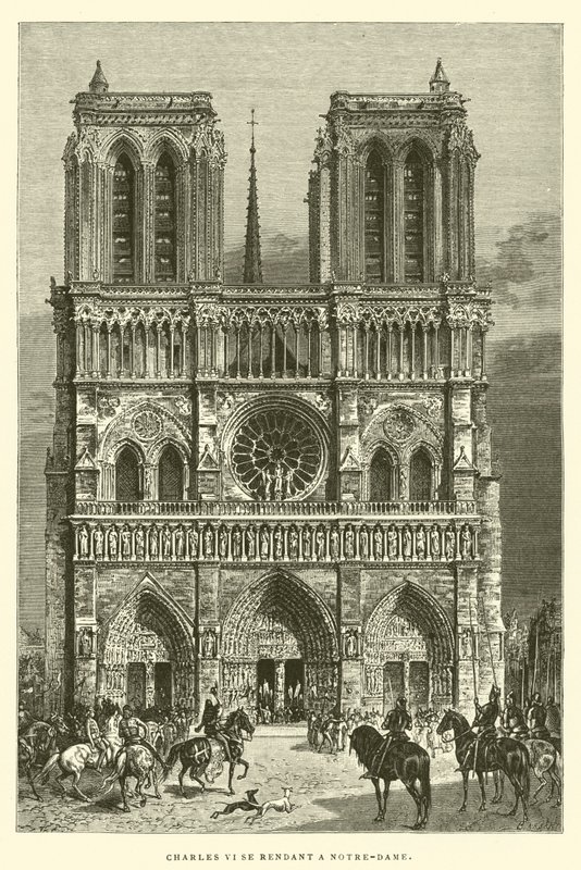 Charles VI indo para Notre-Dame (gravura) de French School