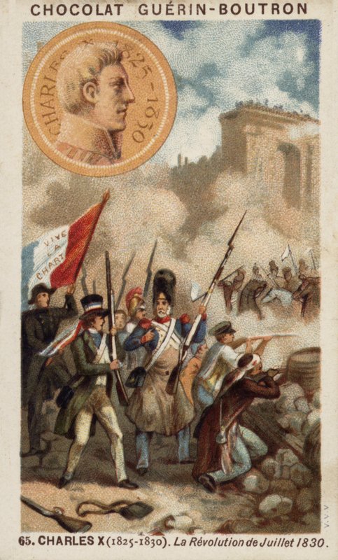 Carlos X da França e a Revolução de Julho de 1830 (chromolitho) de French School