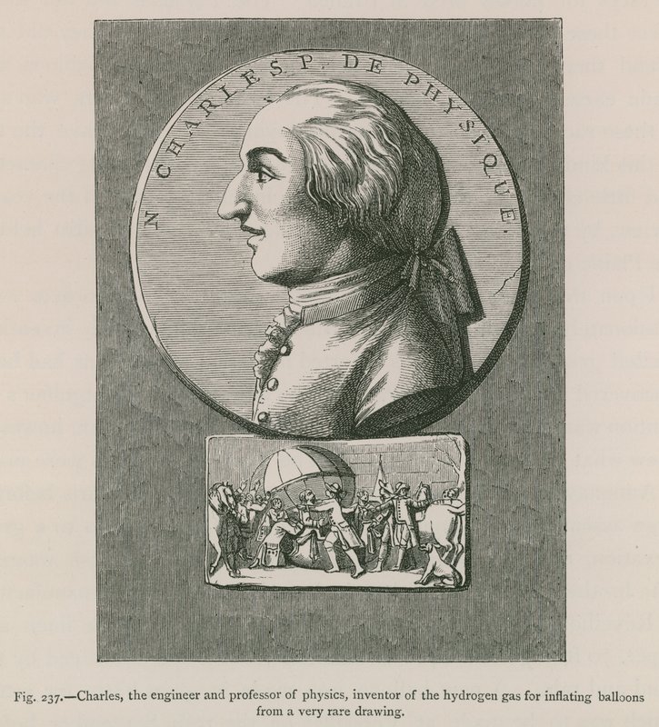 Charles, o Engenheiro e Professor de Física, Inventor do Gás de Hidrogênio para Inflar Balões de um Desenho muito raro de French School