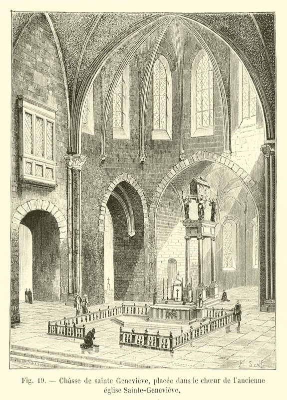 Caça a Santa Genoveva, colocada no coro da antiga Igreja de Sainte-Genevieve de French School