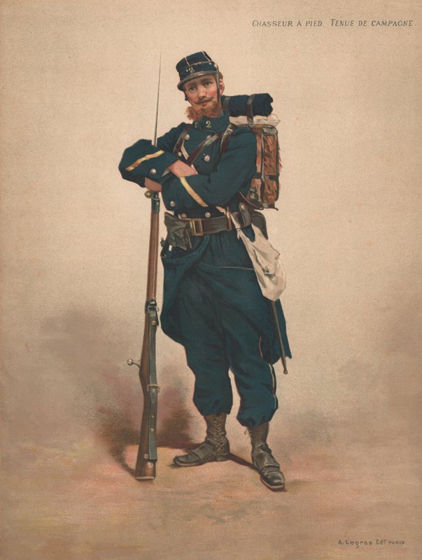 Caçador do pé, traje do país de French School