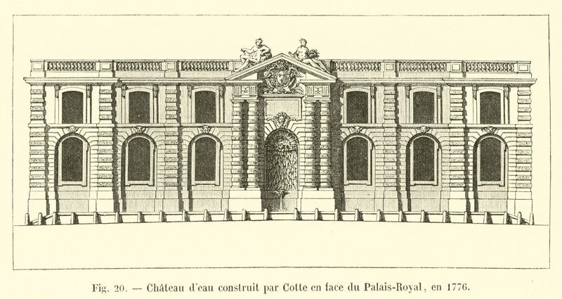 Chateau deau construído por Cotte em frente ao Palais Royal, em 1776 de French School