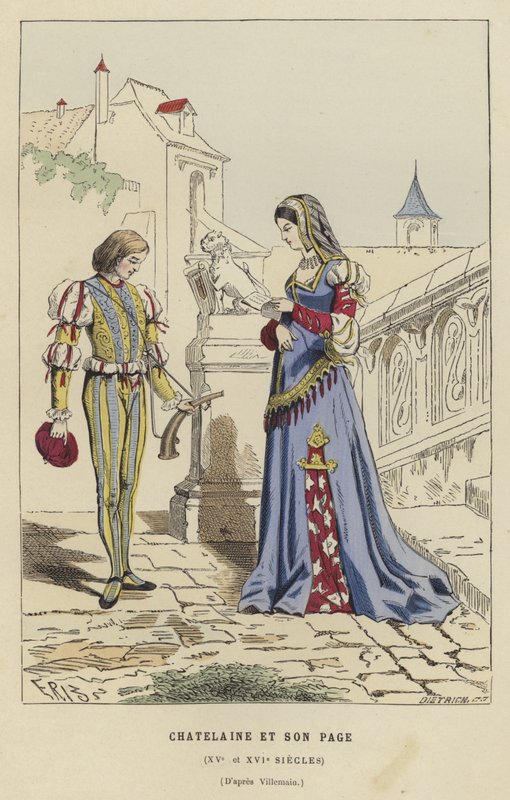 Chatelaine e sua página, século 15 ou 16 de French School