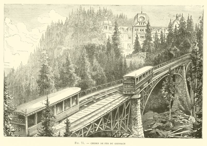 Chemin de Fer du Giesbach (gravura) de French School