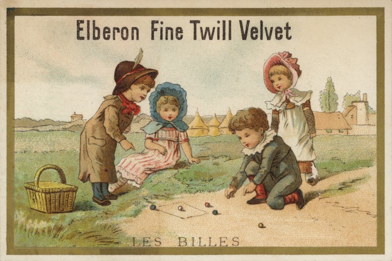 Crianças a brincar aos berlindes (chromolitho) de French School