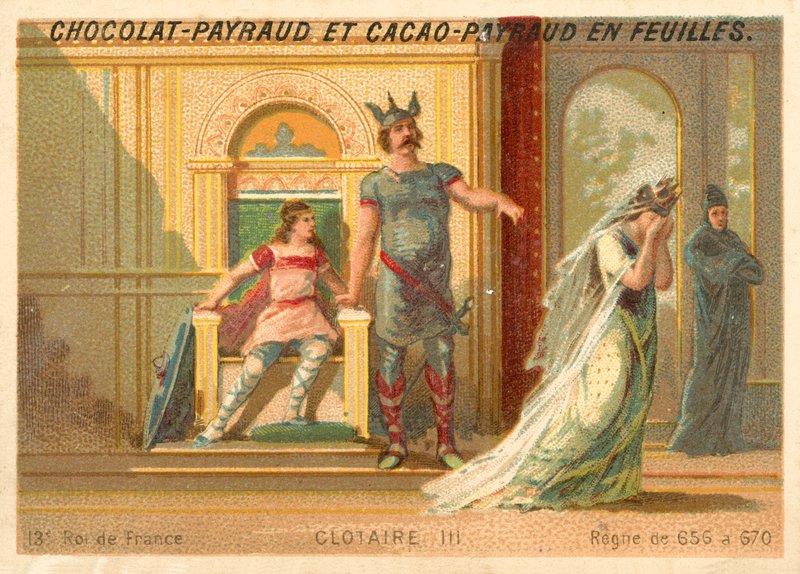 Clothar III, Frankish king of Neustria e Burgundy (chromolitho) de French School