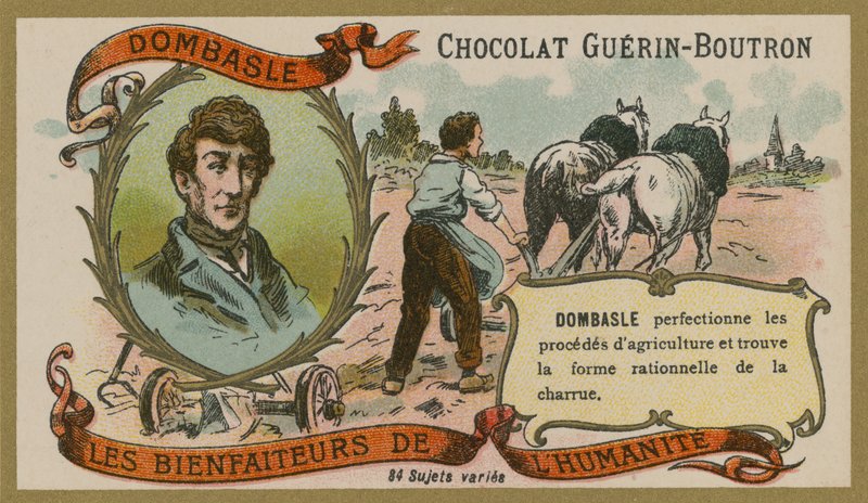 Cartão de comércio de chocolate Guerin-Boutron, Christophe Mathieu de Dombasle de French School