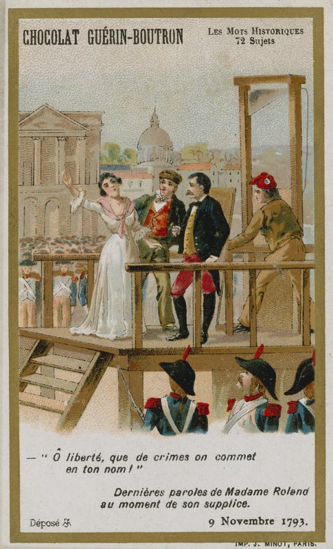 Cartão de comércio de Chocolat Guerin-Boutron, série histórica de palavras de French School
