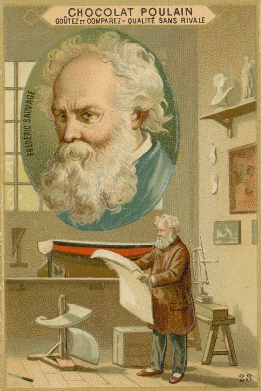 Cartão de comércio de potro de chocolate, Frederic Sauvage de French School
