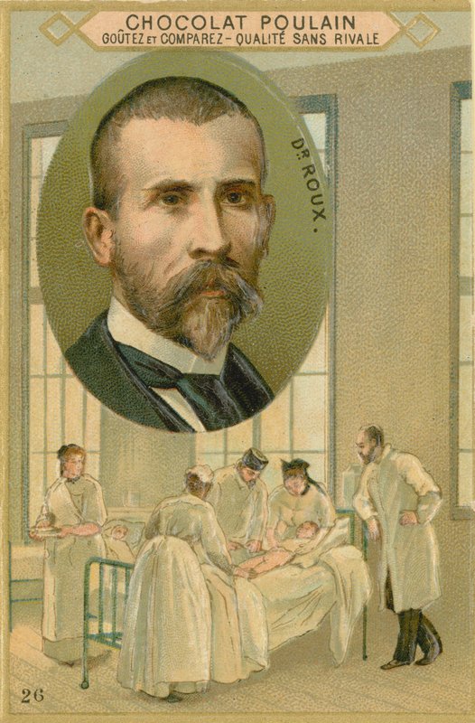 Cartão de comércio de chocolate Poulain, Pierre Paul Emile Roux de French School