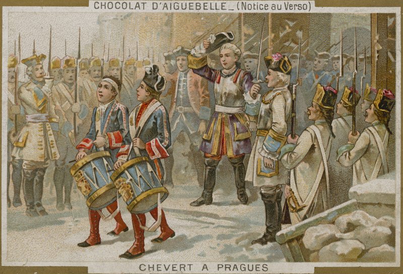Cartão Chocolaterie dAiguebelle com uma imagem do François de Chevert de French School