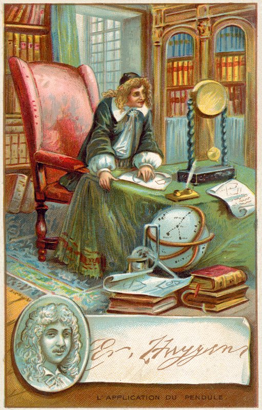 Christiaan Huygens, matemático e cientista holandês (chromolitho) de French School